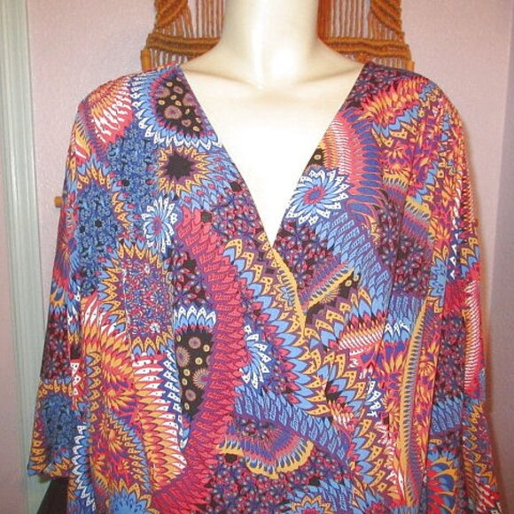 Maeve Anthropologie Elly Wrap Blouse Size 3X Kimono Tunic Asymmetrical Artsy NEW - Picture 3 of 14